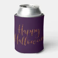 Modern Happy Halloween Orange Glitter Typography Can Cooler