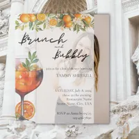 Aperol Spritz Orange Watercolor Brunch and Bubbly  Vellum Invitations