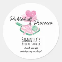 Pickleball & Prosecco Retro Couples Bridal Shower Classic Round Sticker