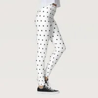 Cute White Black Polka Dots Pattern Leggings