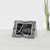 Elegant Black White Lace LOVE Note Card