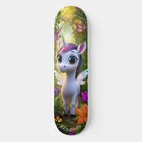 Cute Unicorn Fantasy Forest Cool Children Art Skateboard