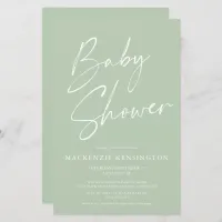 Budget Mint Sage Green Simple Script Baby Shower