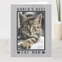 World's Best Cat Mom Photo Rustic Happy Birthday Card