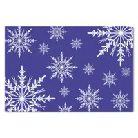 White Winter Snowflakes on Blue Tissue Paper