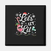 Let's Get Lit Adult Flamingo Funny Christmas Magnet
