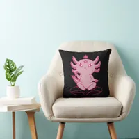 Axolotl Baphomet Pagan Black Throw Pillow