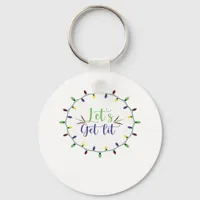 Let's Get Lit Funny Christmas Lights Festive Holid Keychain