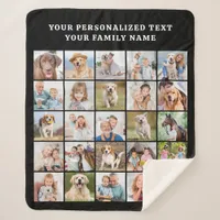Custom Photo Collage Personalized Black 25 Picture Sherpa Blanket