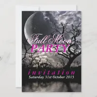 Dark Lunar Full Moon Party Invitations