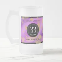 Elegant 33rd Amethyst Wedding Anniversary Frosted Glass Beer Mug