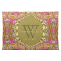 Sweet Bohemian Pink Gold Monogrammed Place Mat