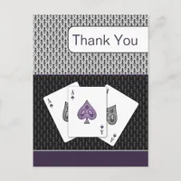purple 3 aces vegas wedding Thank You cards