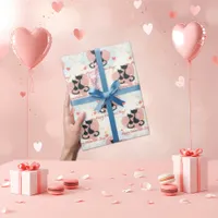 Whimsical Pastel Cat Valentine Wrapping Paper