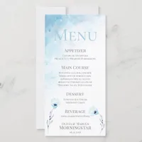 Pale Blue Anemone Watercolor Wedding Menu