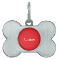 Custom Personalized Name Photo Art Bright Red Pet ID Tag