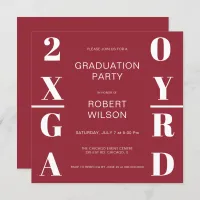 Burgundy and White Bold Typography Graduation Invitation