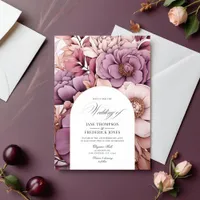 Plum, Gray, Copper and Dusty Rose Wedding Invitation