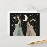Two Beautiful Women Dancing in the Moonlight Postcard