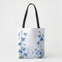 Coastal Blue and white floral bluebells Tote Bag