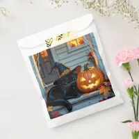 Black Cat Halloween Pumpkin Carving Party Favor Bag
