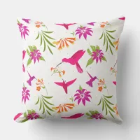 Hummingbirds and Tropical Leaves Outdoor Pillow