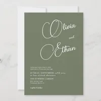 Sage Green Minimalist Wedding Invitation 