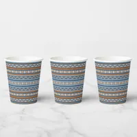 Southwest Style Blue and Brown Geometric Pattern Paper Cups