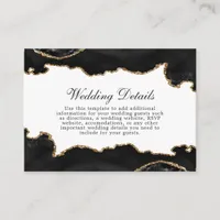 Black And Gold Marble Agate Wedding Details Enclosure Card