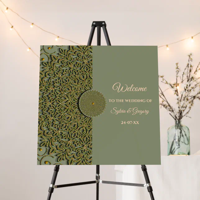 Elegant Modern Sage green & gold classic mandala F Foam Board