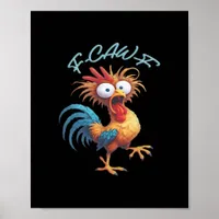F Caw F Funny Chicken Humor Retro Style Poster