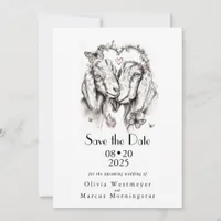 Pencil Sketch Nubian Goats Wedding  Invitation