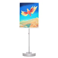 Colorful bird flying above the mountains table lamp