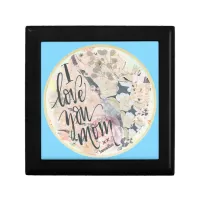 I Love You Mom Watercolor Add Any Name Blue Gift Box