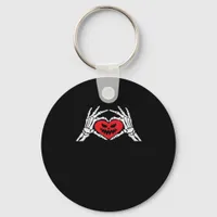 Skeleton Hands A Heart Spooky Halloween Keychain