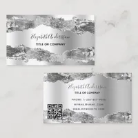 Silver agate marble QR code Business Card