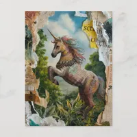 Unicorn Mixed Media Collage Postcard