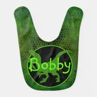 Personalized Green  Dinosaur Hide  Baby Bib