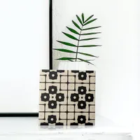 Elegant Mosaic Black & Beige Geometric Pattern Ceramic Tile