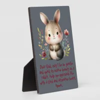 Rabbit Woodland Kids Christian Prayer on Grey | Plaque