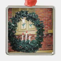 Christmas in Pella, Iowa Holiday Decorated Lights Metal Ornament