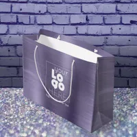 Logo Brushed Purple Metal XL Paper Shopping Bag