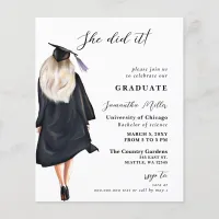 Budget Photo She Did It Graduation Invitation