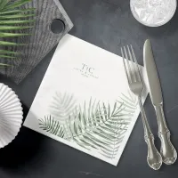 Lush Palm Leaf Wedding Moss Green/Wht ID956  Paper Dinner Napkins