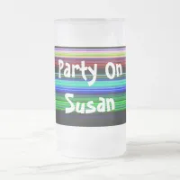 Thin Colorful Stripes - 1 Frosted Glass Beer Mug