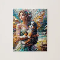 Fairy and her Bernese Mountain Dog Puppy Jigsaw Puzzle