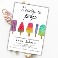 Ready To Pop Colorful Popsicle Baby Shower  Invitation