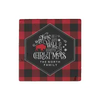 Wild Wonderful Christmas Red Buffalo Plaid ID604 Stone Magnet