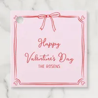 Custom Valentine's Day Party Pink & Red Bow Hearts Favor Tags