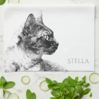 Stunning Stella the Grey Cat One Fine Feline Towel